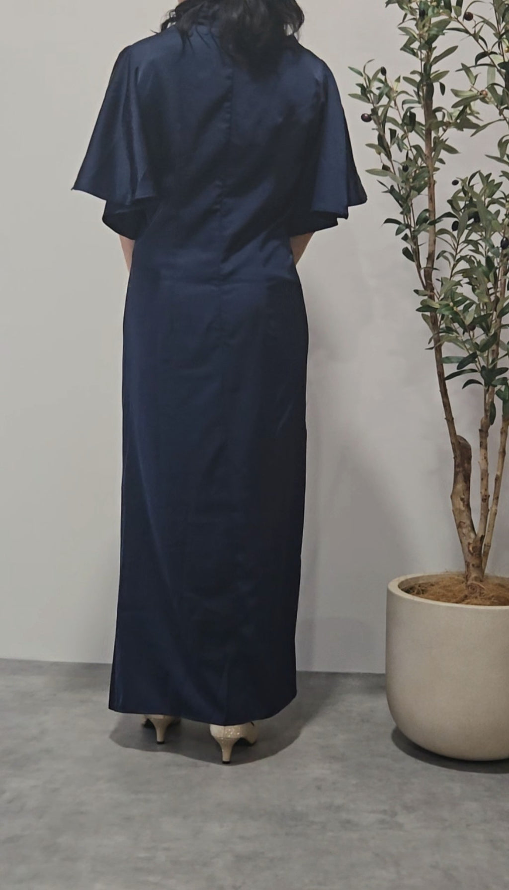 Navy Satin Dress