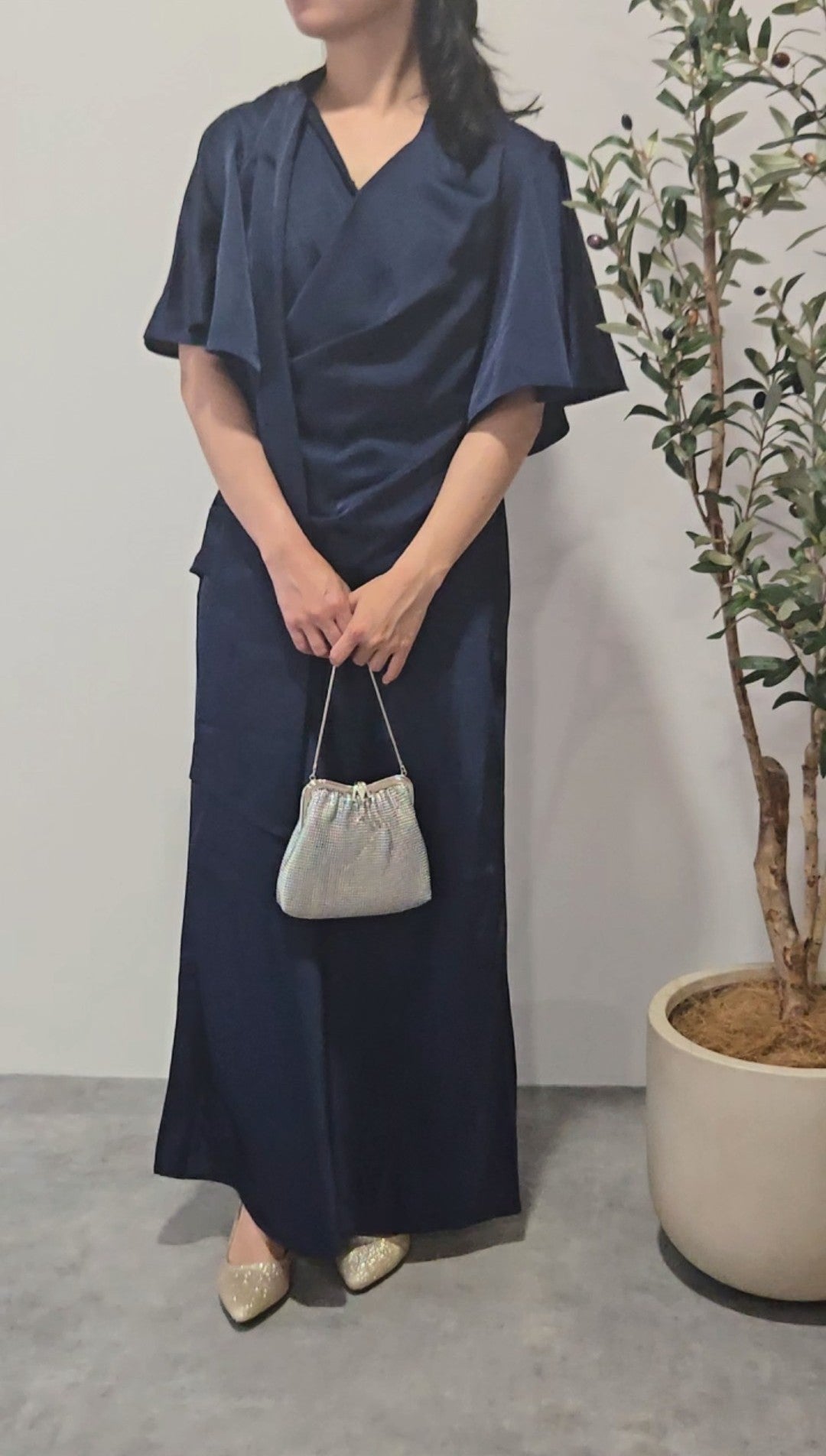 Navy Satin Dress