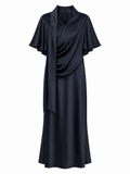 Navy Satin Dress