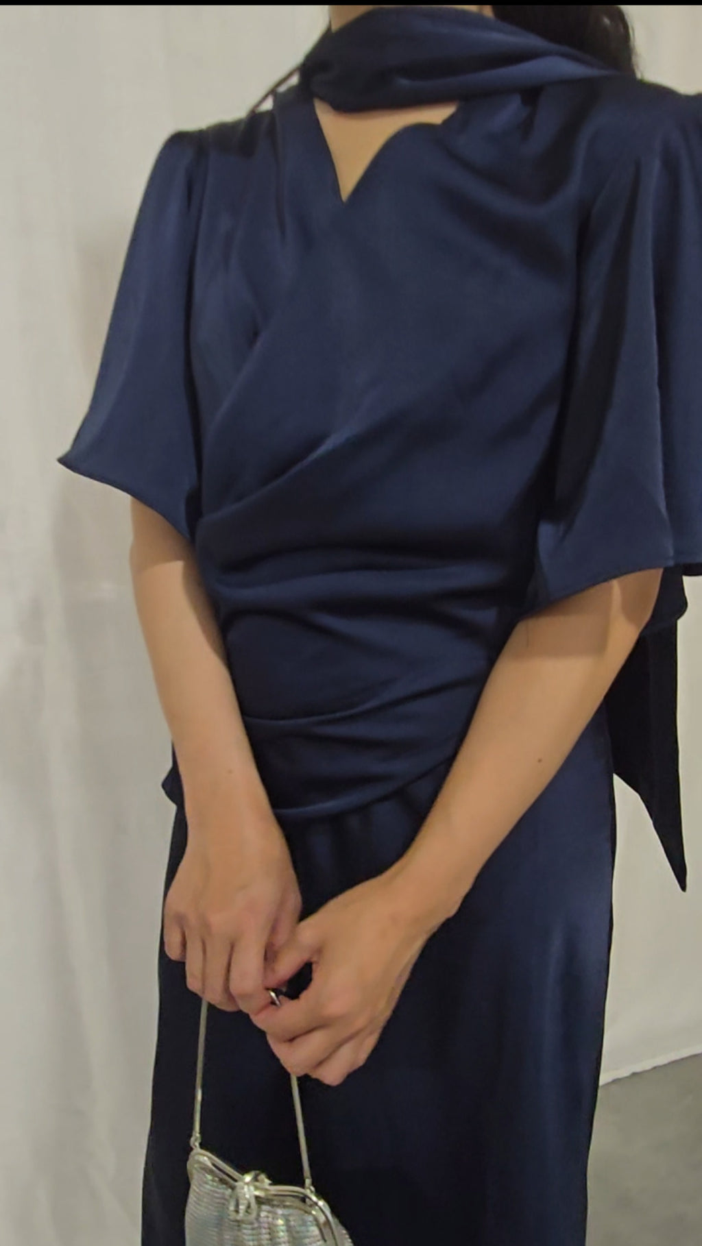 Navy Satin Dress