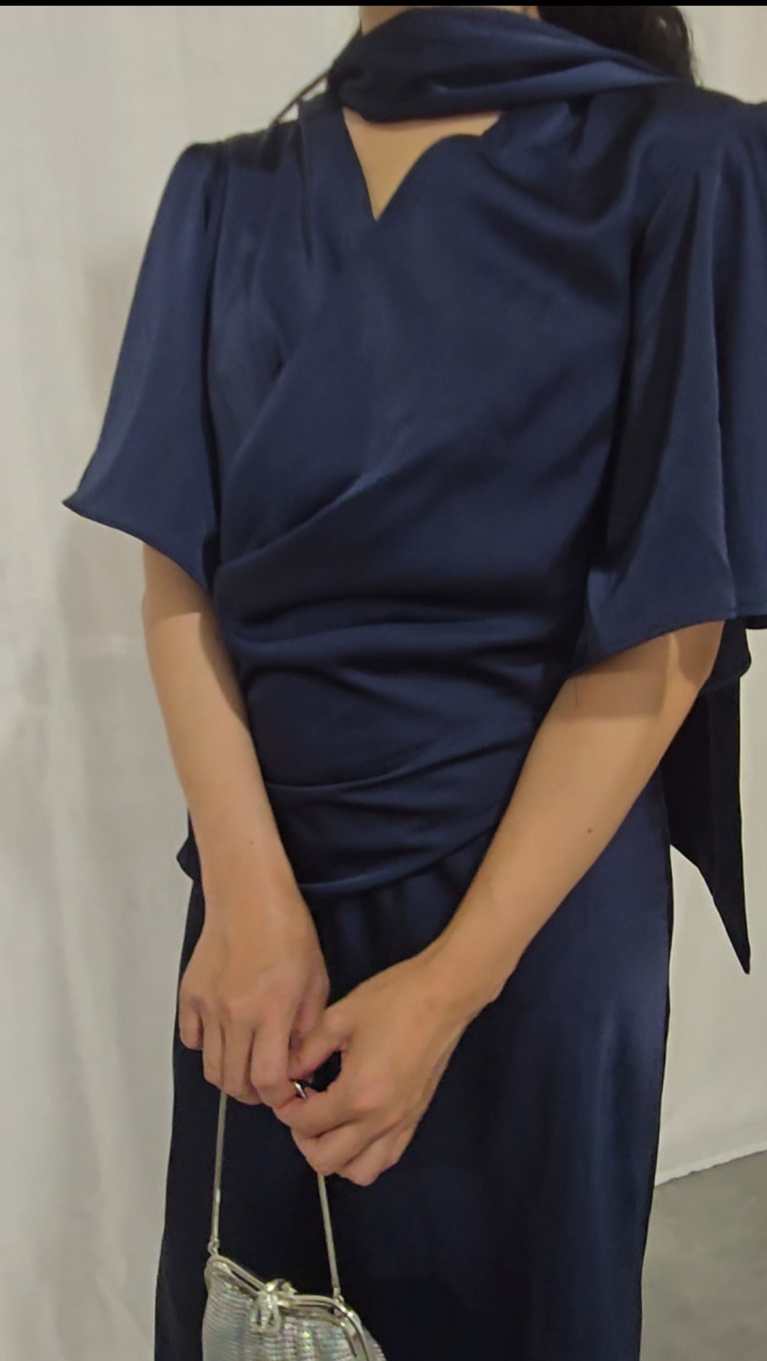 Navy Satin Dress