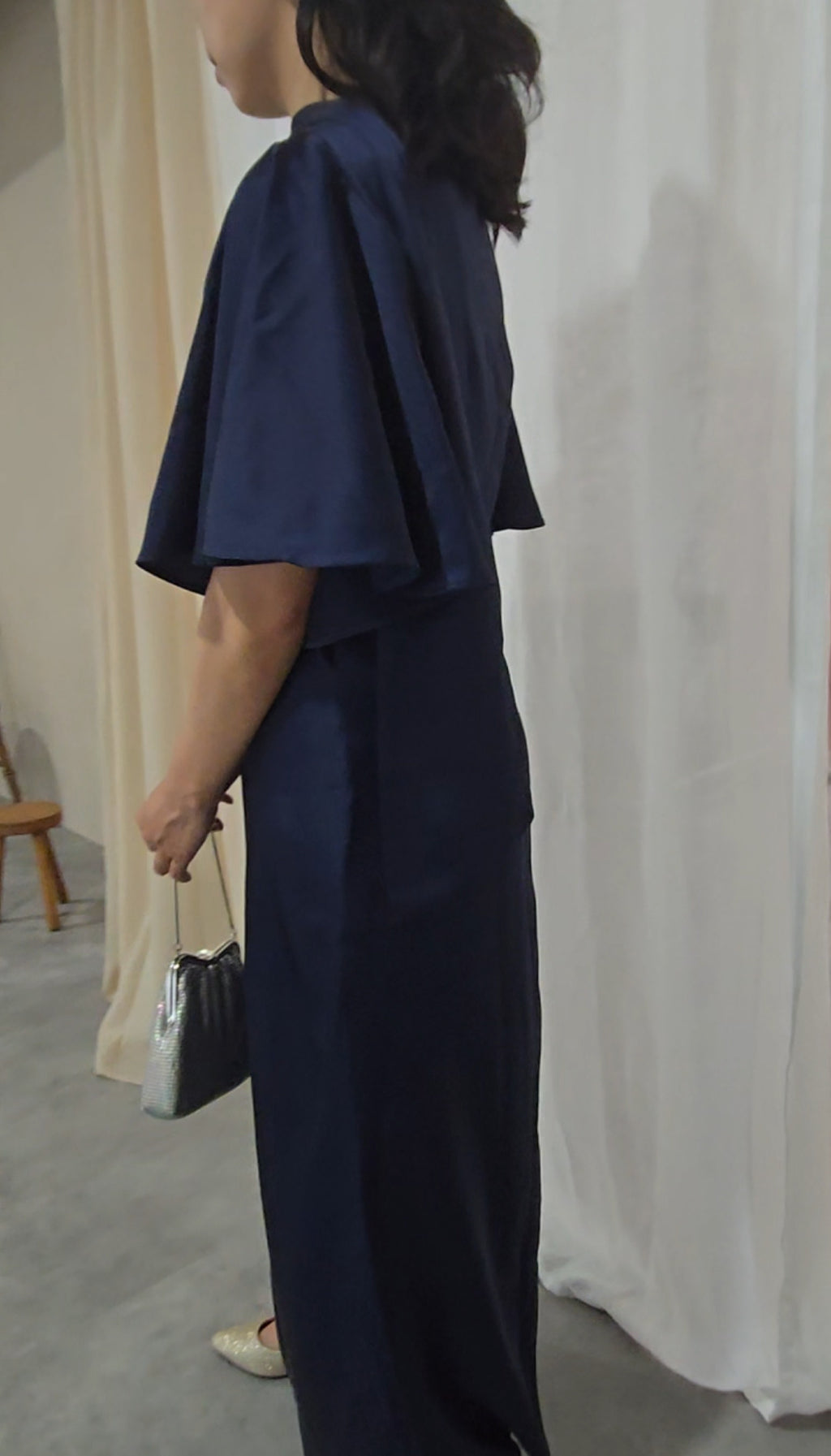 Navy Satin Dress