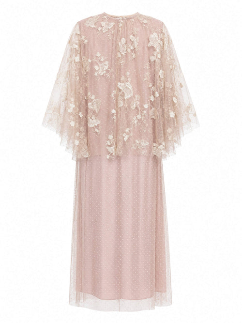 Pink Lace Cape Dress