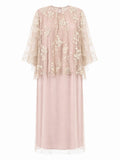 Pink Lace Cape Dress