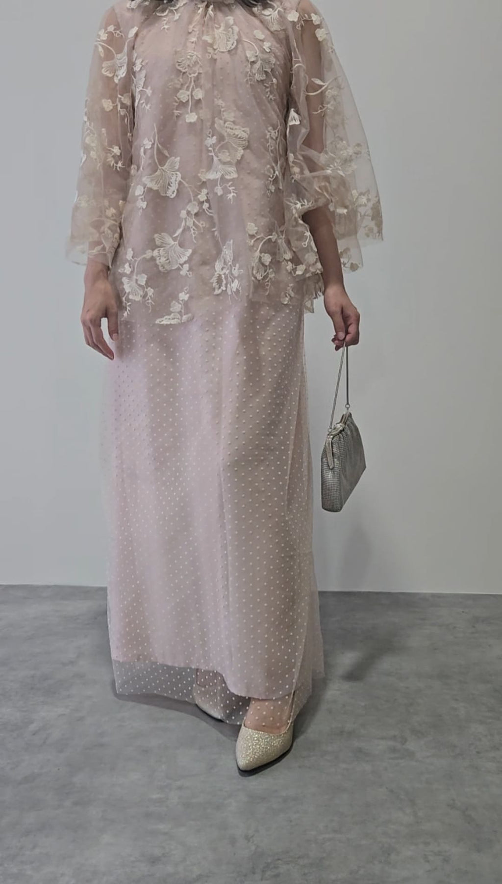 Pink Lace Cape Dress